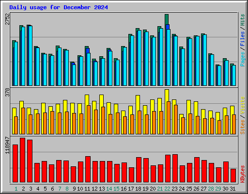 Daily usage for December 2024