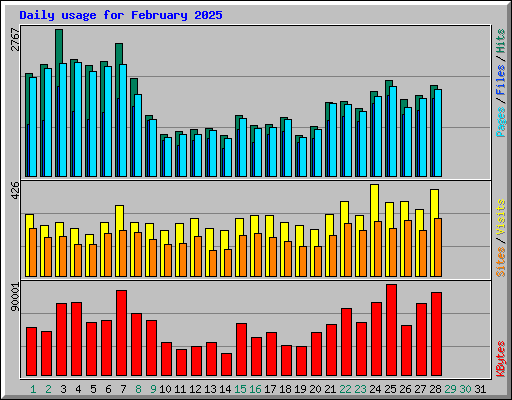 Daily usage for February 2025