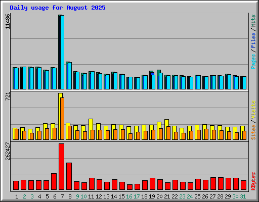 Daily usage for August 2025